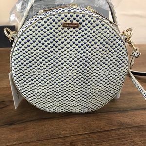 Brahmin, 8" round, blue and white cross body bag
